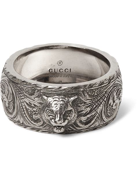 gucci tiger ring silver